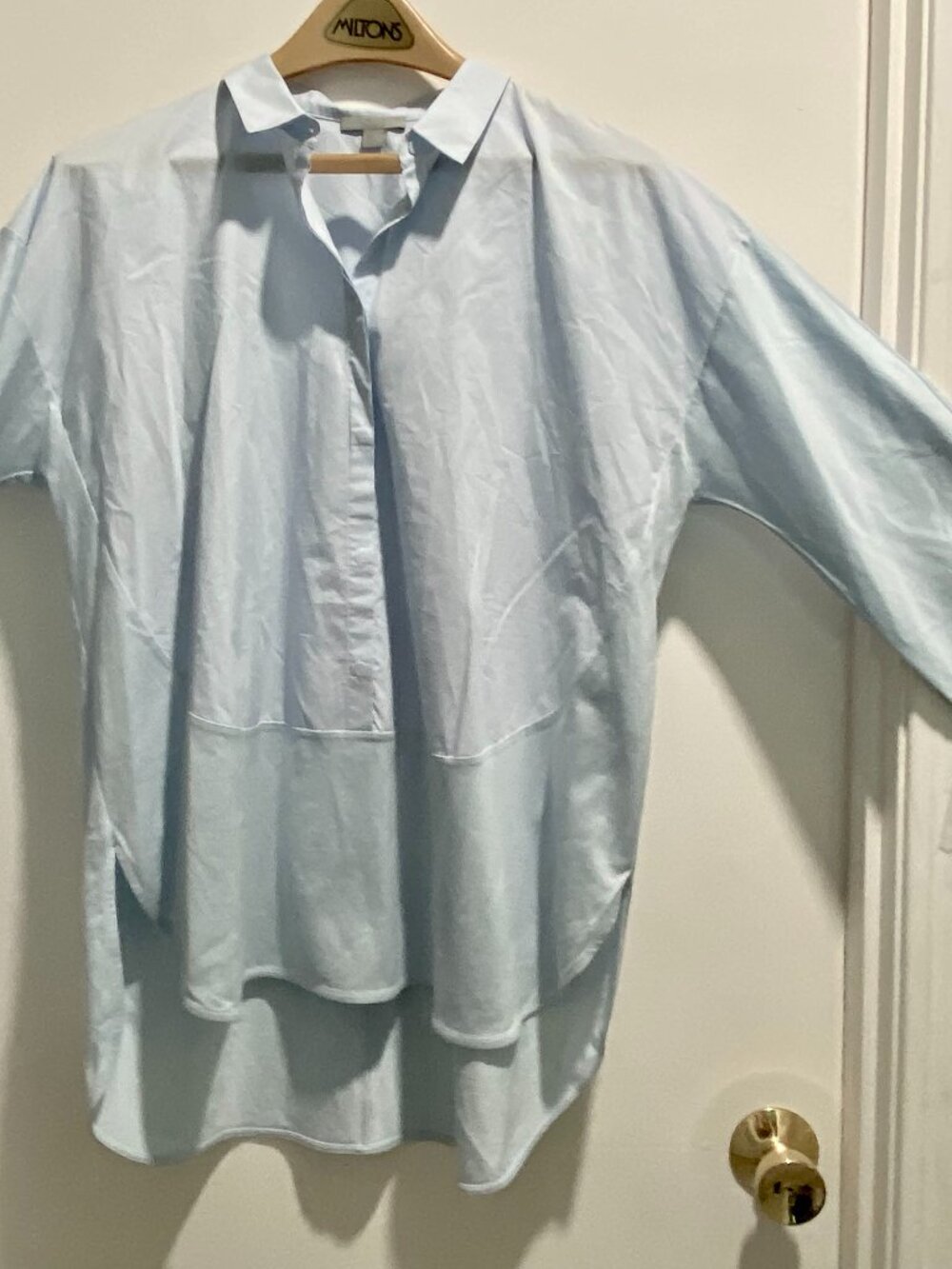COS Mixed Media Cotton Shirttail Luxury Capsule Minimalist Work Staple Top M